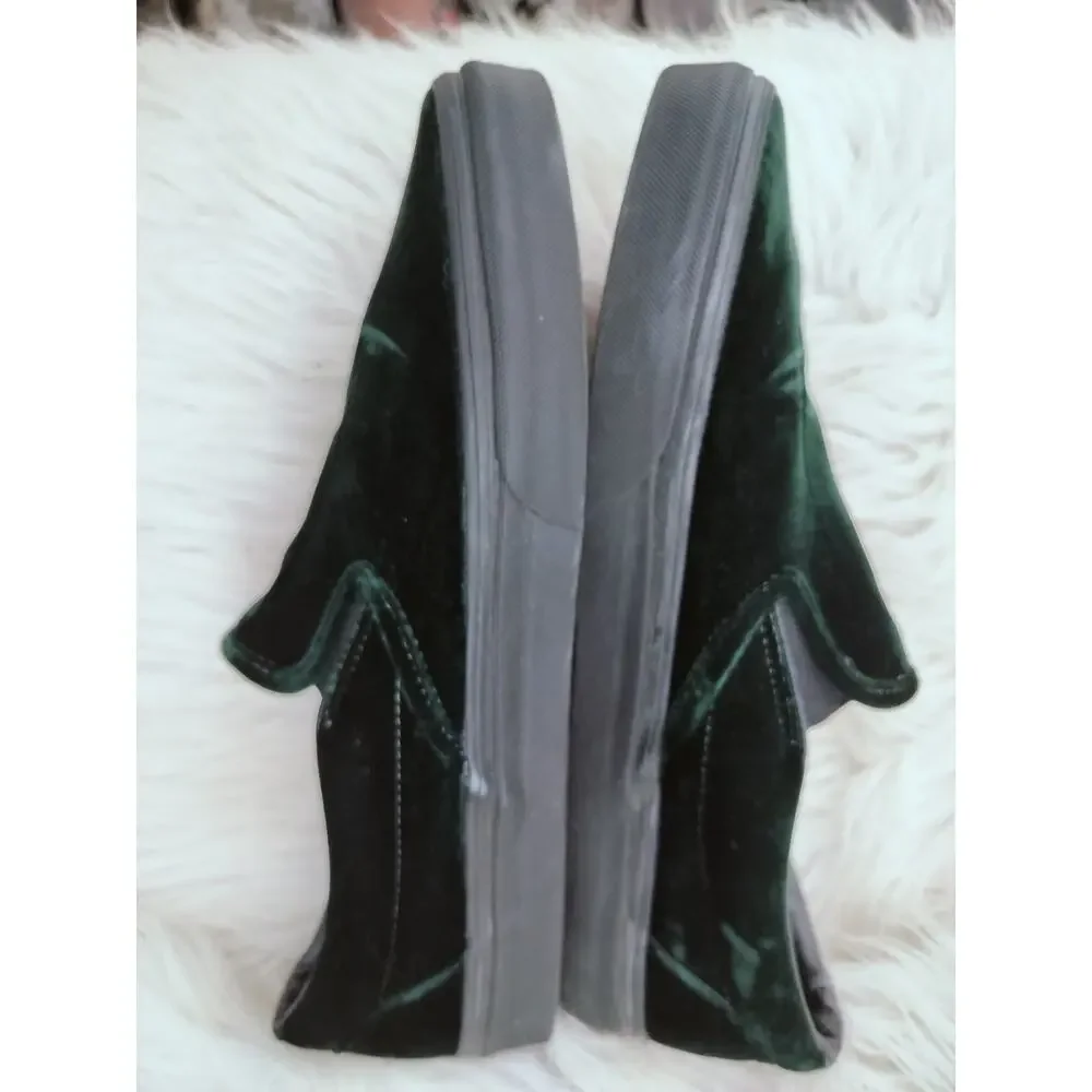 5707) Vans Men Classic Forest Green Velvet Slip On Shoes US M 11.5